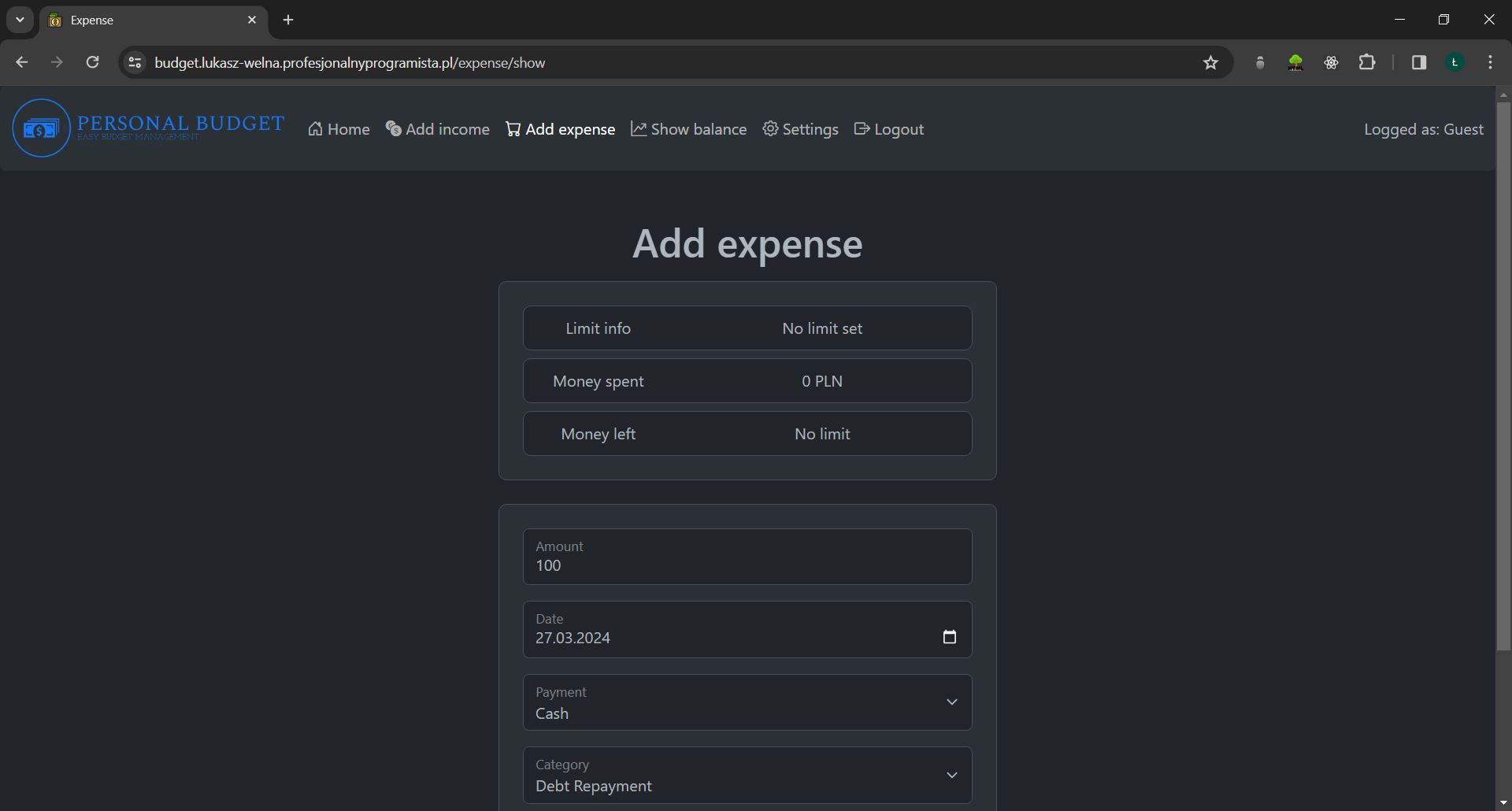 PersonalBudgetOutcome