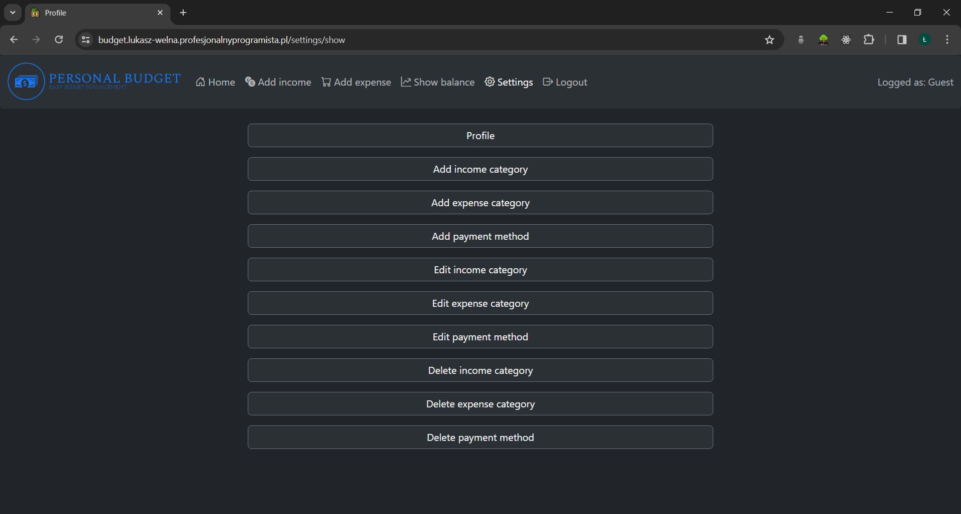 PersonalBudgetSettings