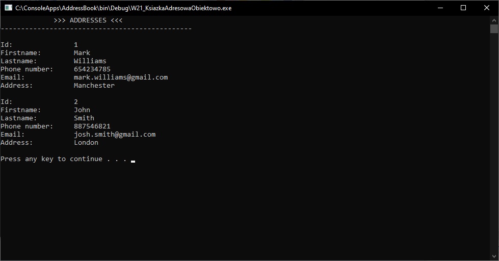 ConsoleAddressBookAll