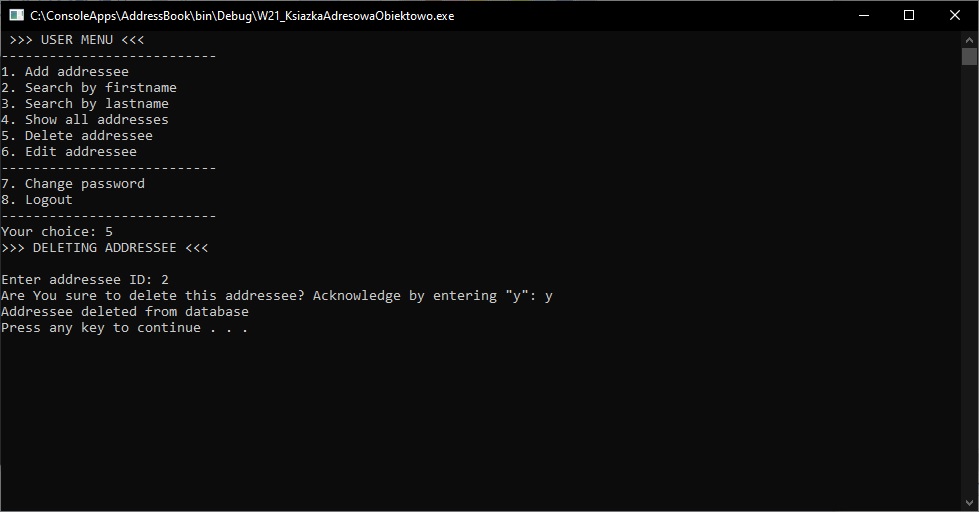 ConsoleAddressBookDelete