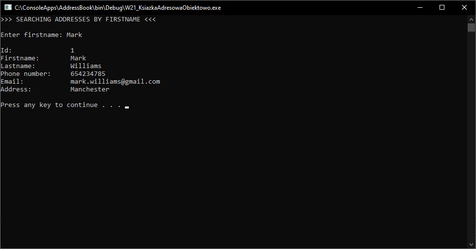 ConsoleAddressBookFirstname