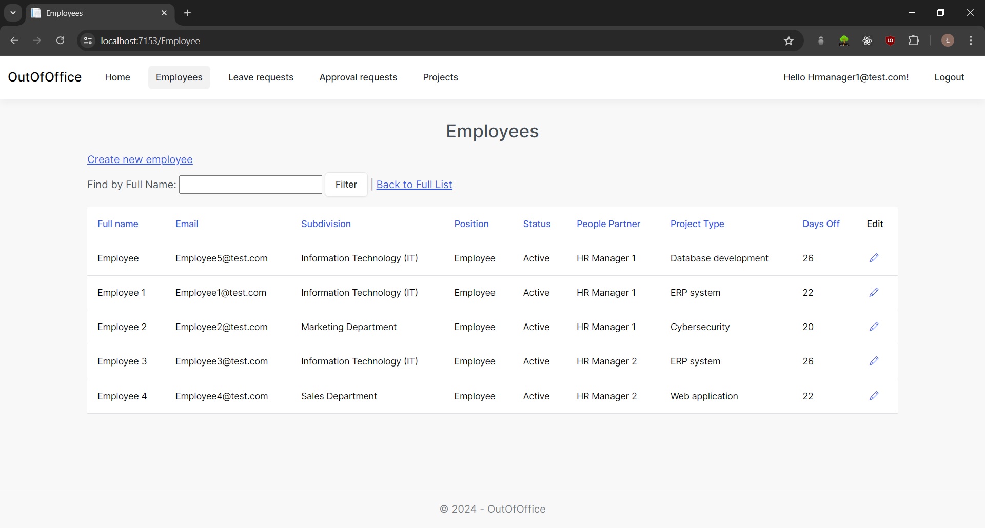 OufOfOfficeEmployees